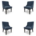 Ver imagem 1 de Kit 4 Cadeiras Decorativas Sala de Jantar Base Fixa de Madeira Firenze Suede Azul Marinho/Preto G19