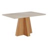 Mesa Retangular para Sala de Jantar 130x80 Tampo de Vidro/mdf Cimol Nature/off White - 1