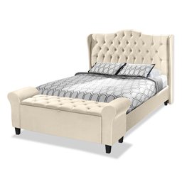 Conjunto Cabeceira Box com Recamier Divã para Cama Queen 1.60 Dubai Pávia Areia - Lh Móveis - 2