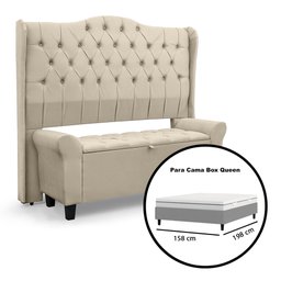 Conjunto Cabeceira Box com Recamier Divã para Cama Queen 1.60 Dubai Pávia Areia - Lh Móveis - 6