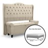 Conjunto Cabeceira Box com Recamier Divã para Cama Queen 1.60 Dubai Pávia Areia - Lh Móveis - 6
