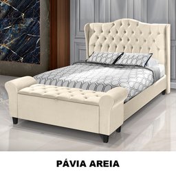 Conjunto Cabeceira Box com Recamier Divã para Cama Queen 1.60 Dubai Pávia Areia - Lh Móveis - 5