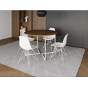 Ver imagem 1 de Mesa Industrial Base Ferro Branco em V Tampo 110cm Amêndoa 4 Cadeiras Brancas Ferro Branco