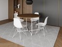 Ver imagem 1 de Mesa Industrial Base Ferro Branco em V Tampo 110cm Amêndoa 4 Cadeiras Brancas Ferro Branco