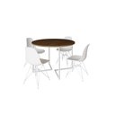 Ver imagem 2 de Mesa Industrial Base Ferro Branco em V Tampo 110cm Amêndoa 4 Cadeiras Brancas Ferro Branco