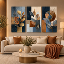 Ver imagem 3 de Trio Quadros Botânicos Azul para Sala Quarto 40x60 Elegante