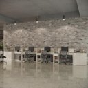 Ver mais imagens de Conjunto de Escritório Smart 3 Livreiro 2 Buffet e 4 Mesas 90cm - Off White e Cedro