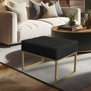 Ver imagem 2 de Kit 02 Puffs Lisa Suede Preto Base Metálica Industrial Dourado - Pallazio