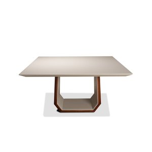 Mesa de Jantar Quadrada 8 Lugares Dubai com Vidro Off White