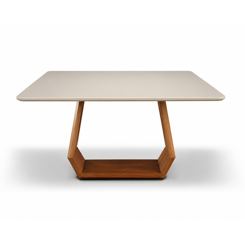 Mesa de Jantar Quadrada 8 Lugares Dubai com Vidro Off White
