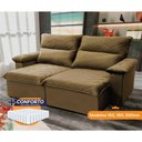 Ver imagem 4 de Sofá Retrátil Reclinável Paris 1,50m Suede Velut Bege Molas Ensacadas - King House