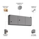 Ver imagem 4 de Armário de Cozinha Aéreo 150cm com 3 Portas Argélia Cinza - Lumil