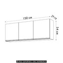 Ver imagem 3 de Armário de Cozinha Aéreo 150cm com 3 Portas Argélia Cinza - Lumil