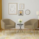 Ver imagem 1 de Poltrona Decorativa Pé de Ferro Dourado Kit 2 Stella Suede D03 - D'Rossi