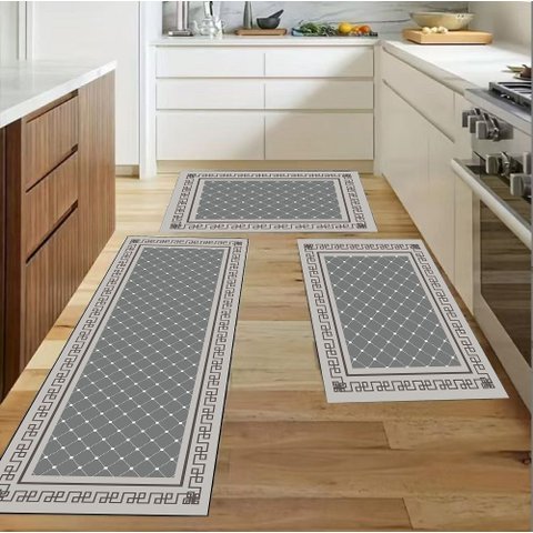 Jogo Tapete de Cozinha 3 Peças Antiderrapante Picasso Elegante Sultan 100% Poliéster