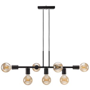 Luminária de Teto Pendente Rubis para 7 Lâmpadas 68cm Moderno Industrial - Preto
