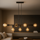 Ver imagem 1 de Luminária de Teto Pendente Rubis para 7 Lâmpadas 68cm Moderno Industrial - Preto