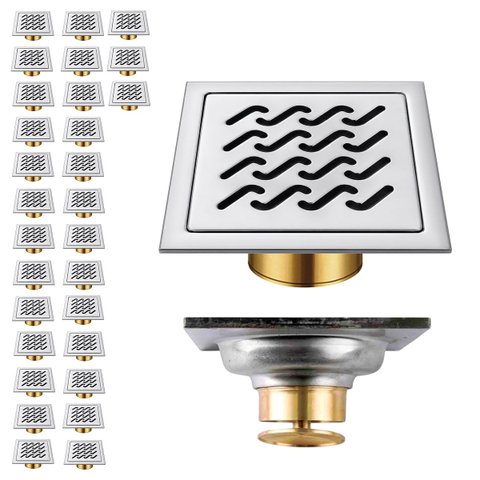 Ralo Inox Kit 29 Uni 10x10 Anti Odor Banheiro Varanda Anti Inseto Quintal Lavabo Higienico Duravel R