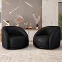 Ver imagem 2 de Kit 02 Poltronas Decorativas Giratória Angelina M03 Couríssimo Preto - Lyam Decor