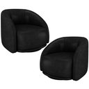 Ver imagem 1 de Kit 02 Poltronas Decorativas Giratória Angelina M03 Couríssimo Preto - Lyam Decor