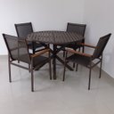 Ver imagem 1 de Conjunto - Mesa Redonda com 1,00m de diâmetro com pé em X com Quatro Cadeiras com Búzios com Aplicaç