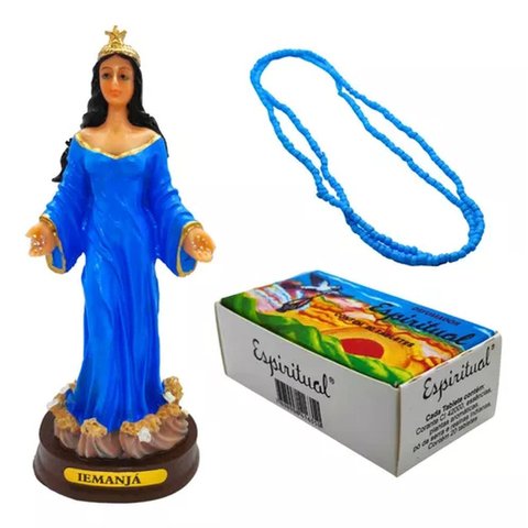 Kit Defumador Espiritual + Imagem Resina Orixá 15 Cm + Guia