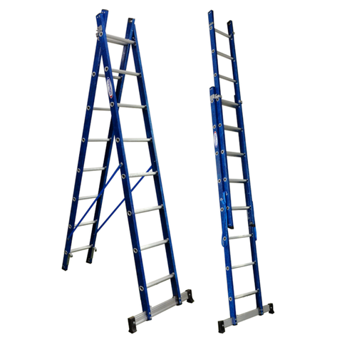 Escada de Alumínio e Fibra Tesoura Extensível Premium 2,50×4,40m 8×14 Degraus 120kg W.bertolo