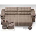 Ver imagem 3 de Sofá com Porta Copos Carregador Usb Ret Rec Samurai 2,50m Velosuede Marrom - Netsofas