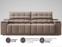 Ver imagem 5 de Sofá com Porta Copos Carregador Usb Ret Rec Samurai 2,50m Velosuede Marrom - Netsofas