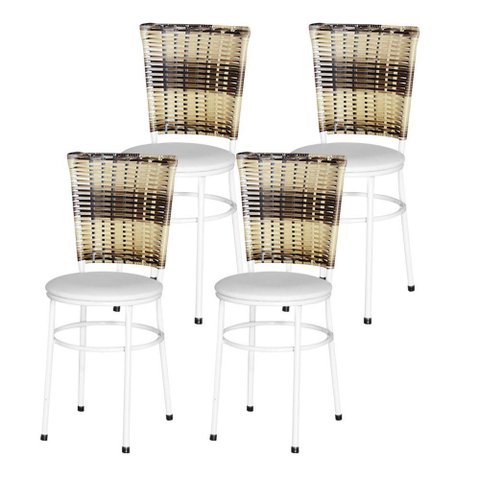 4 Cadeiras para Mesa Branca Hawai Cappuccino Premium Cor:branco