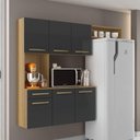 Ver imagem 3 de Armário de Cozinha Suspenso Luna 6 Portas 1 Gaveta MDF-MDP 165cm Amadeirado e Grafite Aramóveis