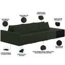 Ver imagem 4 de Sofá Ilha Modular para Sala 312cm com Puff Dublin K01 Veludo Verde e Sintético Preto - Lyam Decor