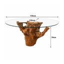 Ver imagem 2 de Mesa Jantar Redonda 6 Lugares 1,50m Base de Raiz Natural com Tampo Vidro Temperado Cor:Vidro Transl