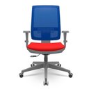Ver imagem 1 de Cadeira Brizza Diretor Grafite Tela Azul Assento Aero Vermelho Base Relaxplax Piramidal - 66329