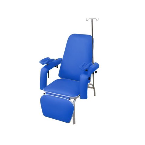 Poltrona Hospitalar para Coleta e Hemodiálise com Suporte de Soro Standard Azul Royal