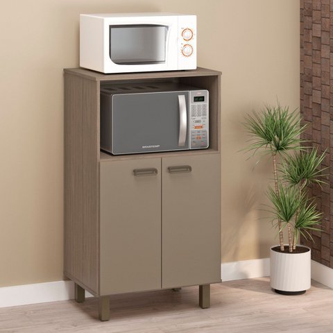 Balcão para Forno e Micro-Ondas com 2 Portas Marrom/Champagne/Rosé