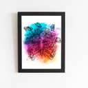 Ver imagem 1 de Esqueleto Colorido Flores Quadro Moldura Preta 60x40cm