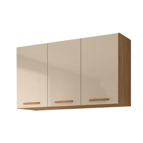 Armário Aéreo Clarice 118cm 3 Portas MDF Porta de Bater Milani Movelaria