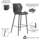 Ver imagem 3 de Banqueta Alta com Encosto para Bancada Cozinha Pés Aço Penha R02 PU Cinza Chumbo - Mpozenato