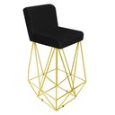 Ver imagem 2 de Kit 10 Banqueta Alta Com Encosto Loki Cozinha Bar Balcão Bistrô Ferro Dourado Corino Preto -