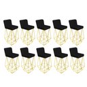 Ver imagem 1 de Kit 10 Banqueta Alta Com Encosto Loki Cozinha Bar Balcão Bistrô Ferro Dourado Corino Preto -