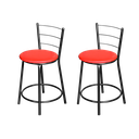 Ver imagem 1 de Jogo 2 Banqueta Baixa Para Cozinha Epoxi Craqueada Assento Estofado