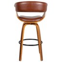 Ver imagem 6 de Kit 4 Banquetas Giratória Alta com Encosto Base Madeira Ravi R02 PU Marrom - Mpozenato