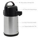 Ver imagem 2 de Garrafa Térmica Inox 1,9L Parede Dupla Termo Blindagem Vácuo