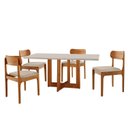 Ver imagem 2 de Mesa de Jantar com 4 Cadeiras Madeira Maciça/MDF Vitória Bellini Creme Imbuia Natural