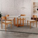 Ver imagem 1 de Mesa de Jantar com 4 Cadeiras Madeira Maciça/MDF Vitória Bellini Creme Imbuia Natural