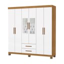 Ver imagem 2 de Guarda-Roupa 6 Portas 2 Gavetas com Espelho e Pés Aurora Branco/Cinamomo