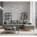 Ver imagem 1 de Sofá Beny com Chaise Direita, 2,60x1,40m, 4 Lugares, Linho, Base em Madeira.