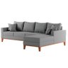 Sofá Beny com Chaise Direita, 2,60x1,40m, 4 Lugares, Linho, Base em Madeira. (cinza) - 3