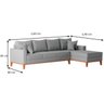 Sofá Beny com Chaise Direita, 2,60x1,40m, 4 Lugares, Linho, Base em Madeira. (cinza) - 3